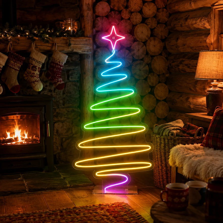 Spiral Christmas Tree Neon Sign