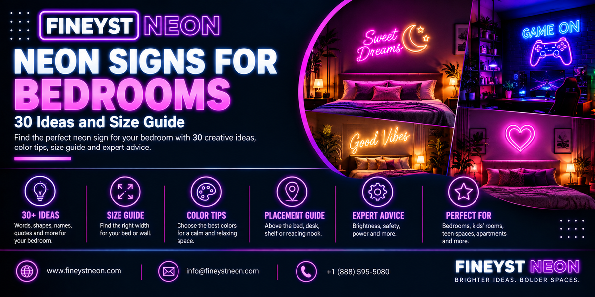 Neon Signs for Bedroom: 30 Ideas and Size Guide