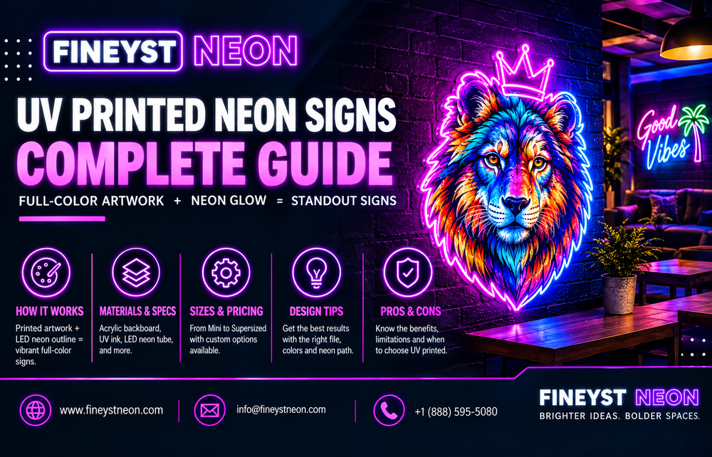 UV printed neon signs complete guide with full color artwork and LED neon glow